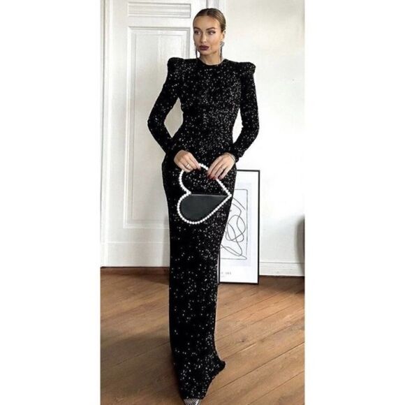 ZARA SHOULDER PAD SEQUIN DRESS - Picture 10 of 16